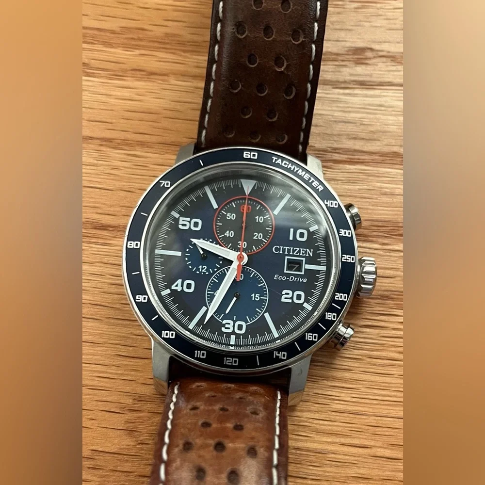 Citizen Brycen Eco Drive Watch B612S111200 with Genuine Leather Band - Picture 4 of 5